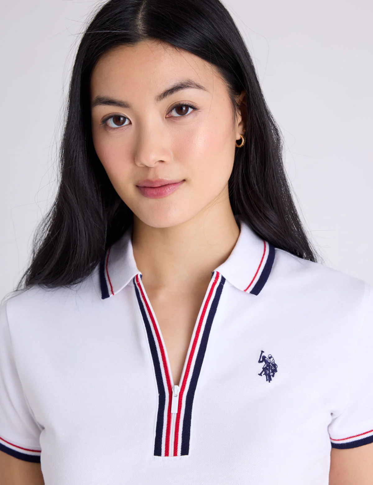 SIGNATURE STRIPE ZIP PLACKET POLO SHIRT