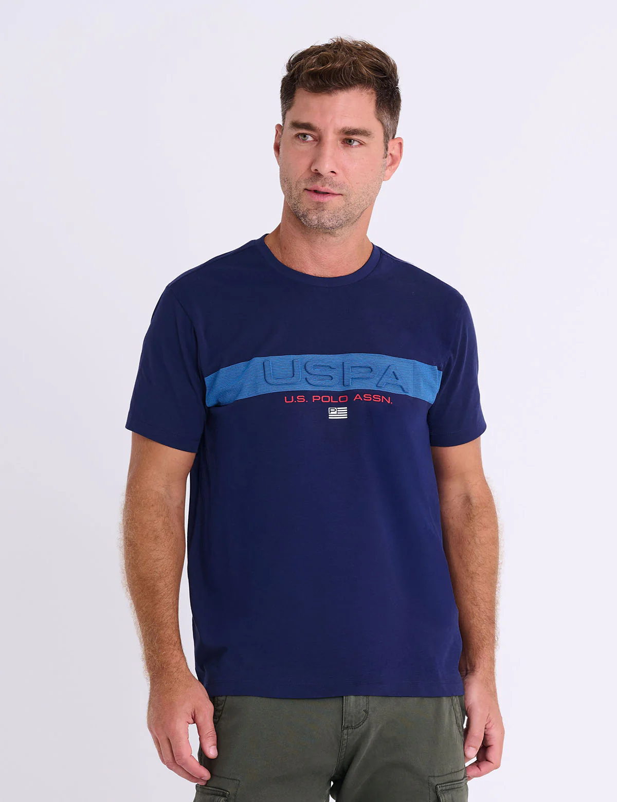 EMBOSSED USPA STRIPE JERSEY T-SHIRT