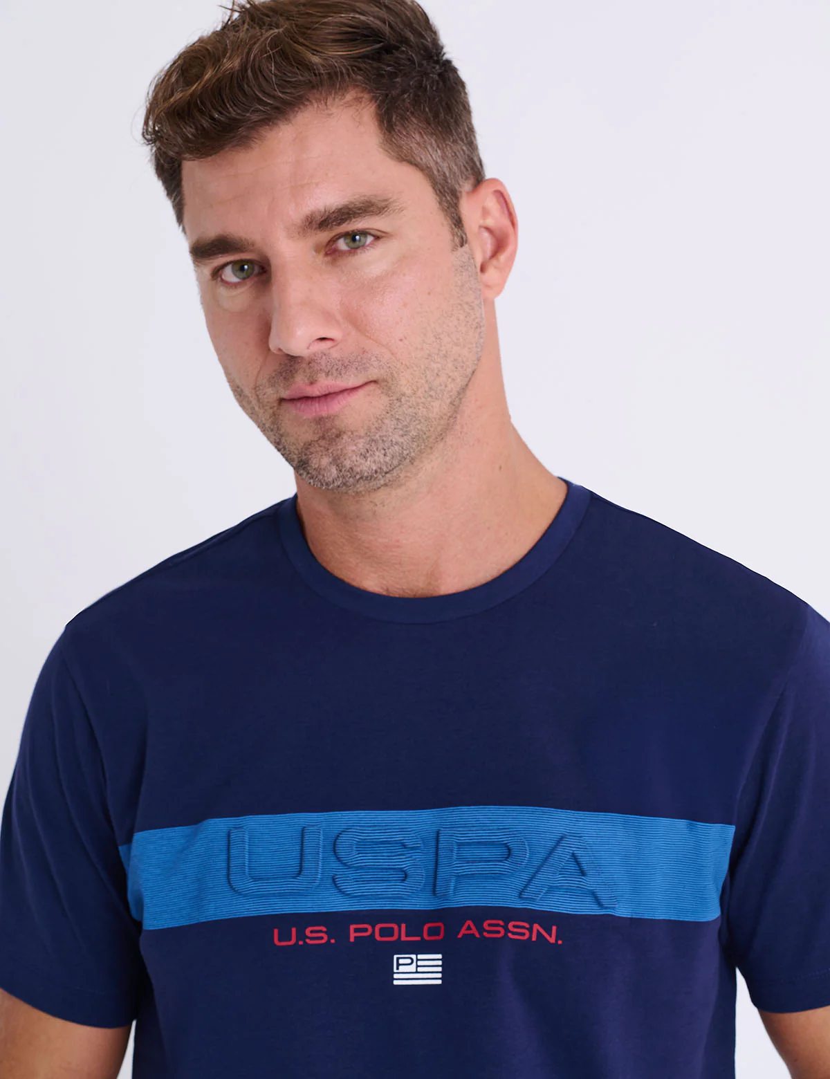 EMBOSSED USPA STRIPE JERSEY T-SHIRT