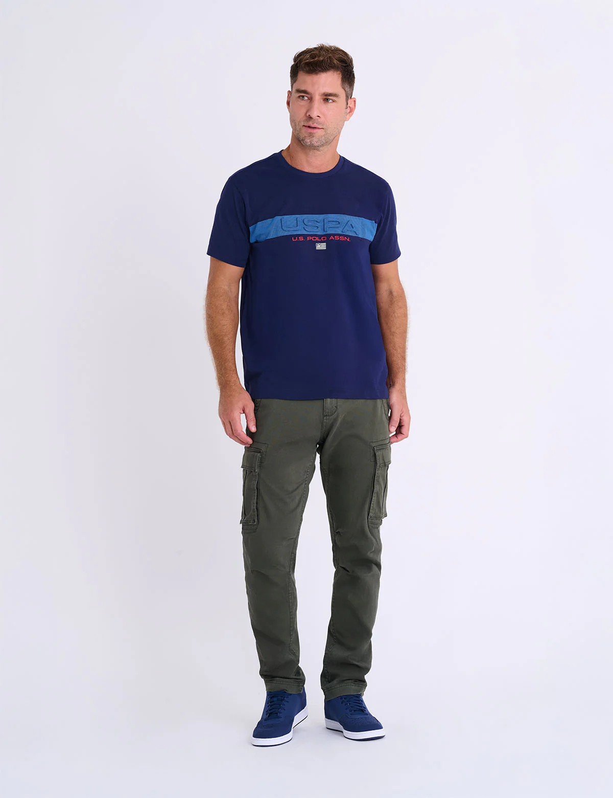 EMBOSSED USPA STRIPE JERSEY T-SHIRT