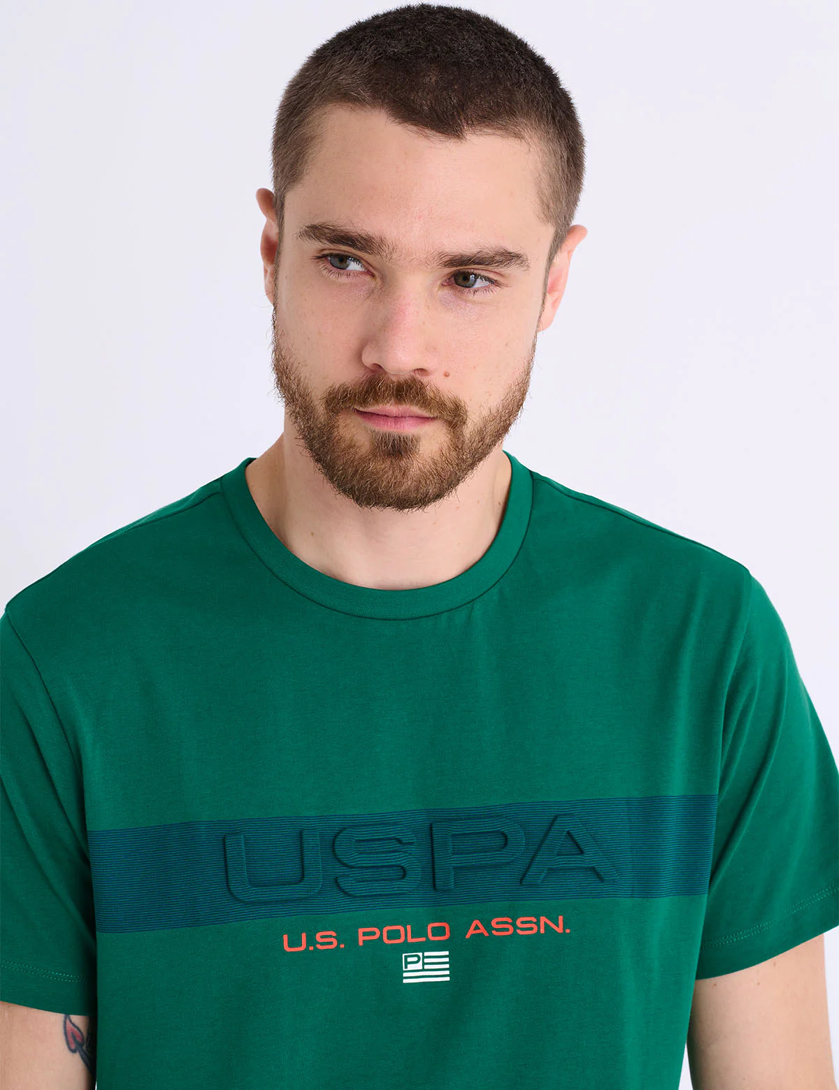 EMBOSSED USPA STRIPE JERSEY T-SHIRT