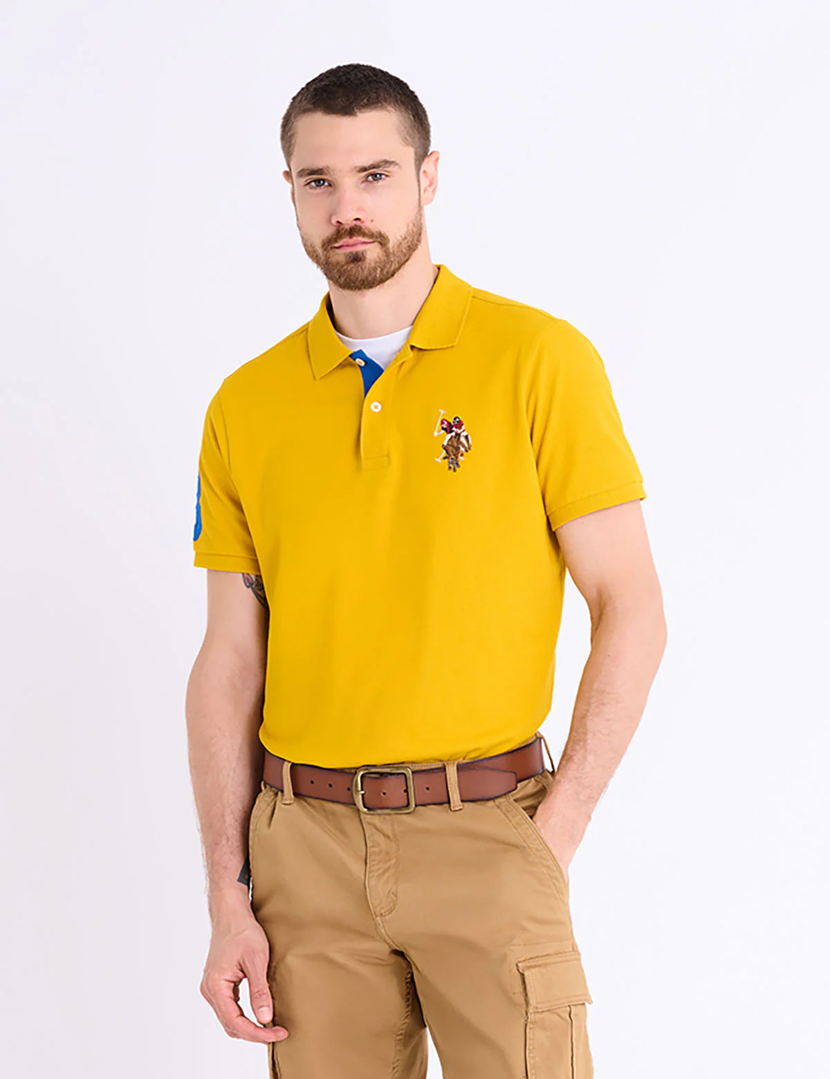MULTI COLOR BIG LOGO SOLID POLO SHIRT