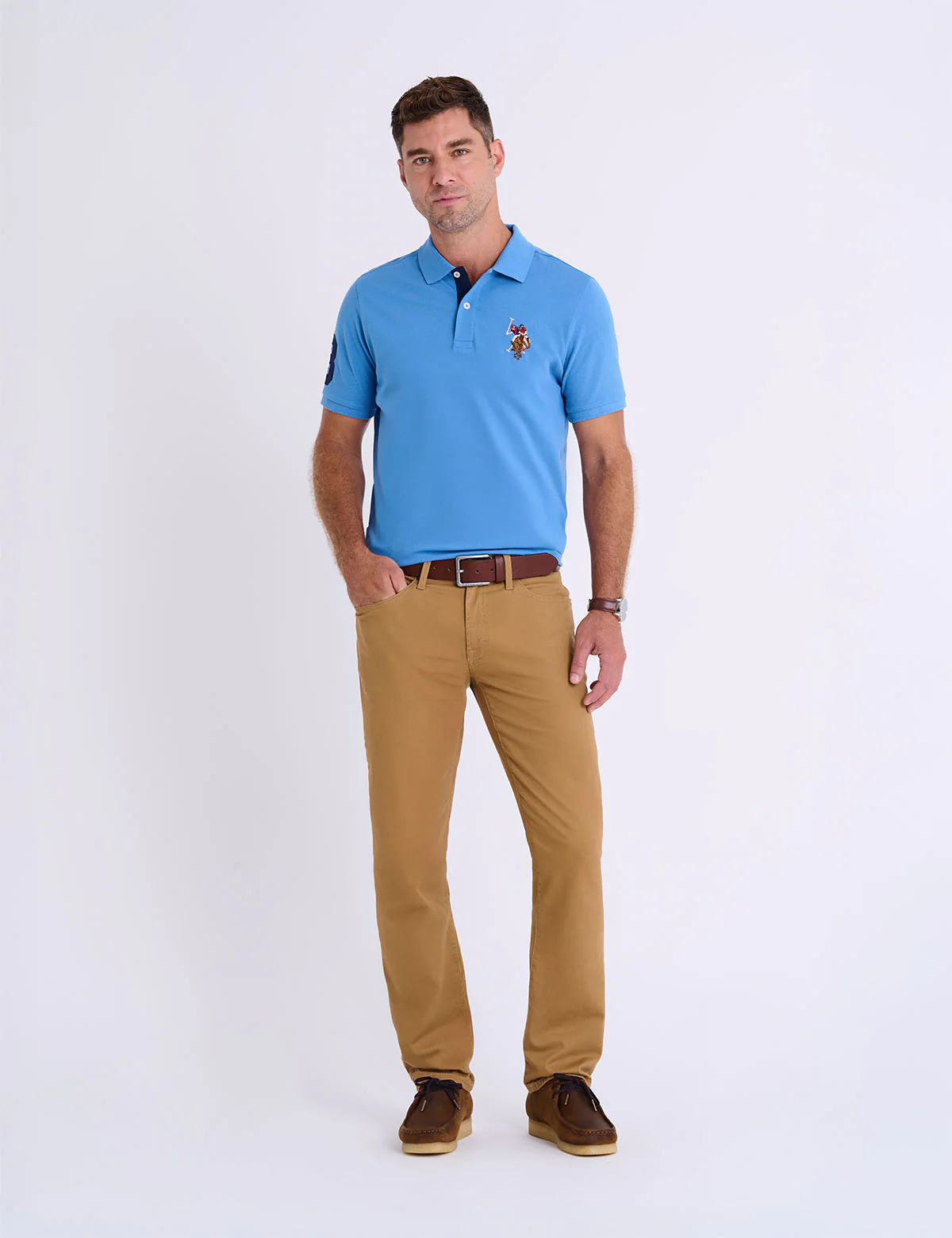 MULTI COLOR BIG LOGO SOLID POLO SHIRT