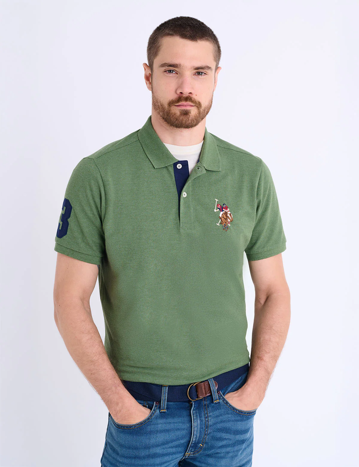 MULTI COLOR BIG LOGO SOLID POLO SHIRT