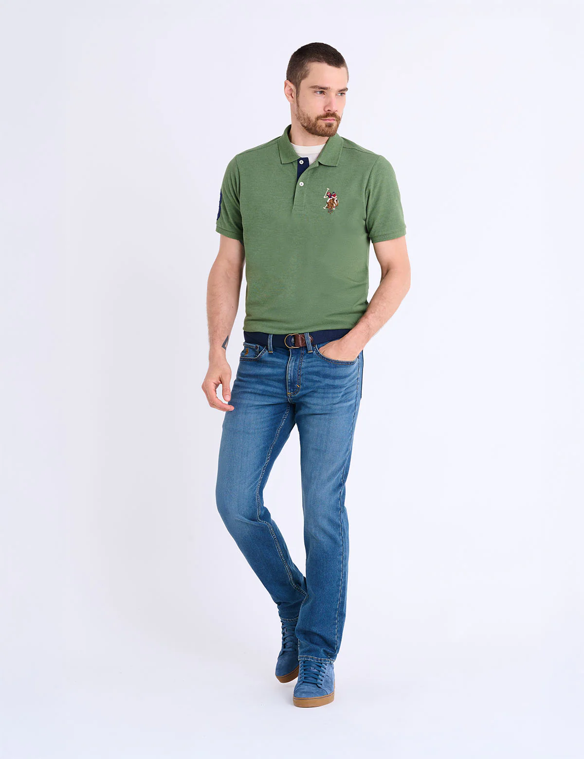 MULTI COLOR BIG LOGO SOLID POLO SHIRT