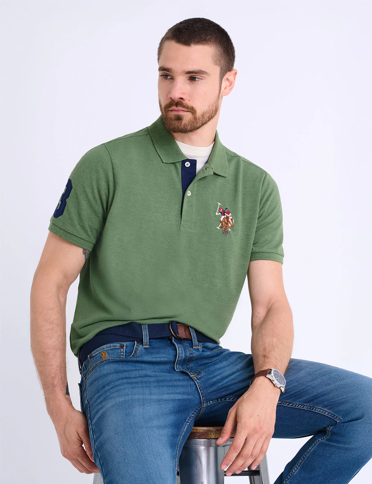 MULTI COLOR BIG LOGO SOLID POLO SHIRT