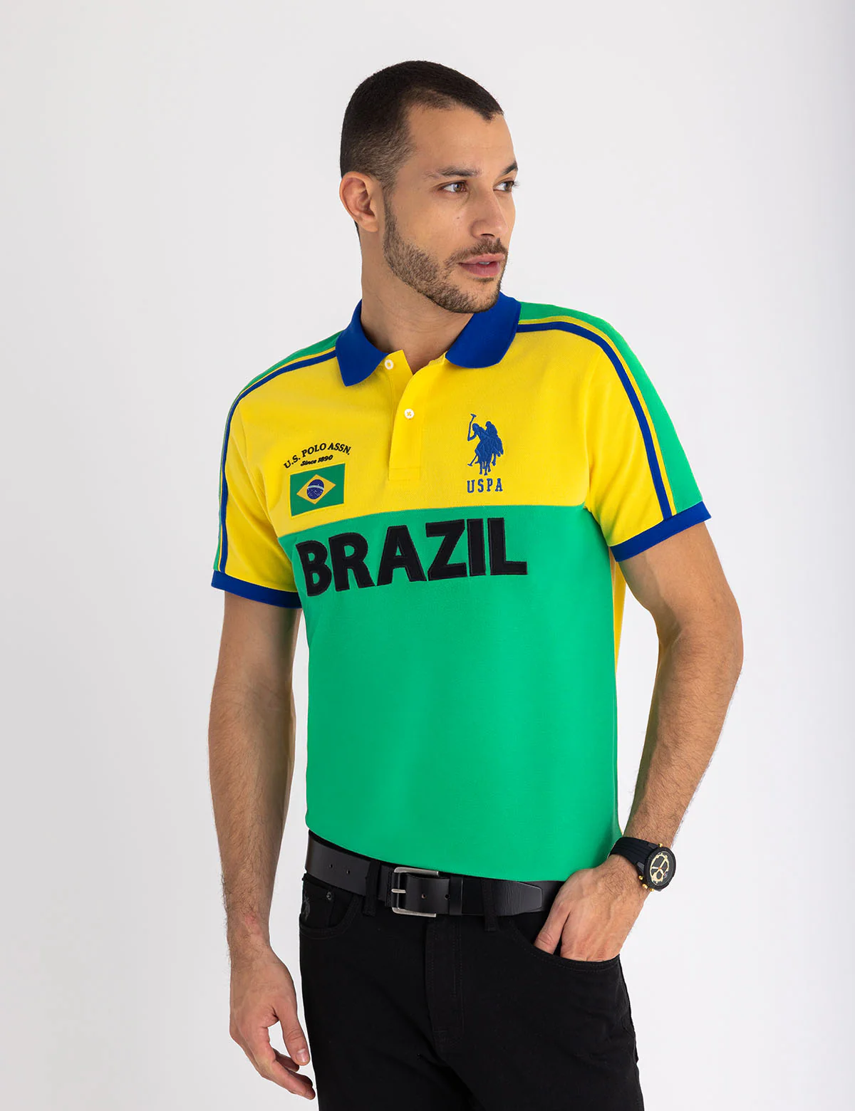 9492-brazil-color-block-pique-polo-shirt-1.webp BRAZIL COLOR BLOCK PIQUE POLO SHIRT